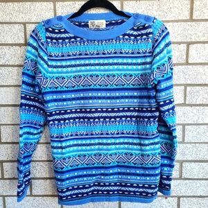 Cotton Country by Parkhurst Blue Button Shoulder Sweater